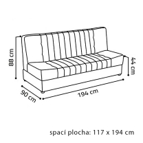 Pohovka DIANA | 194 cm | rozkládací + úložný prostor | VÝBĚR TKANIN