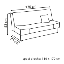 Pohovka GABI | 170 cm | rozkládací + úložný prostor | VÝBĚR TKANIN