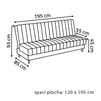 Pohovka KLARA | 195 cm | rozkládací + úložný prostor | VÝBĚR TKANIN