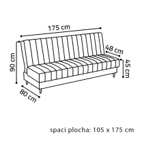 Pohovka KLARA MINI | 175 cm | rozkládací + úložný prostor | VÝBĚR TKANIN