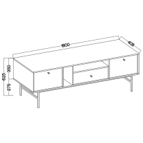 TOKYO 3 c | TV stolek RTV 313 | 180 cm | černá grafit/zlatá