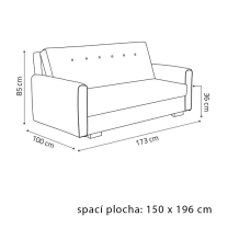 Pohovka VIVA IV SONIC | 173 cm | rozkládací + úložný prostor | VÝBĚR TKANIN