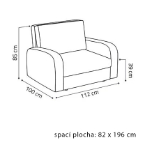 Pohovka VIVA I FRUGO | 112 cm | rozkládací + úložný prostor | otvor na láhev | VÝBĚR TKANIN