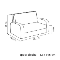 Pohovka VIVA II FRUGO | 142 cm | rozkládací + úložný prostor | otvor na láhev | VÝBĚR TKANIN