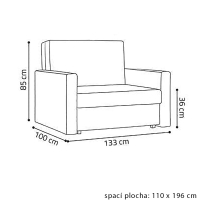 Pohovka VIVA II BIS | 133 cm | rozkládací + úložný prostor | VÝBĚR TKANIN