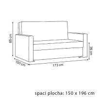 Pohovka VIVA IV BIS | 173 cm | rozkládací + úložný prostor | VÝBĚR TKANIN