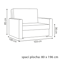 Pohovka VIVA I SMART | 103 cm | rozkládací + úložný prostor | VÝBĚR TKANIN