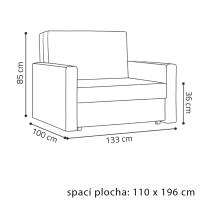 Pohovka VIVA II SMART | 133 cm | rozkládací + úložný prostor | VÝBĚR TKANIN