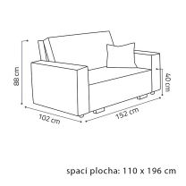 Pohovka VIVA II VOX | 152 cm | rozkládací + úložný prostor | VÝBĚR TKANIN