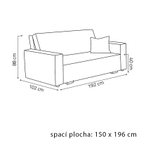 Pohovka VIVA IV VOX | 192 cm | rozkládací + úložný prostor | VÝBĚR TKANIN
