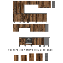 OLD STYLE | dolní kuchyňská skříňka 80 ZL 2F dřezová | 80 cm | antracit/old style