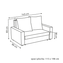Pohovka ASTRA II | 145 cm | rozkládací + úložný prostor | VÝBĚR TKANIN