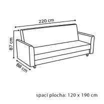 Pohovka SAGA | 220 cm | rozkládací + úložný prostor | VÝBĚR TKANIN