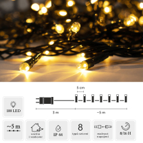 DÁREK | LED světelný řetěz | teplá žlutá | 3+5 m