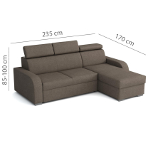 Sedací souprava OSLO L | 235x170 | rozkládací + úložný prostor | monolith 29 tmavě hnědá