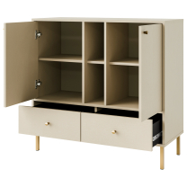 Obývací stěna TOKYO 2 b | 5 dílů | béžová/zlatá