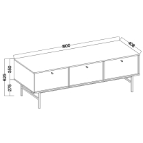 TOKYO 3 c | TV stolek RTV 303 | 180 cm | černá grafit/zlatá