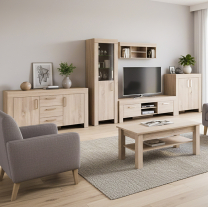 Obývací stěna CEZAR s | sestava C | 6 dílů | 330 cm + 170 cm + 110x61 cm | sonoma
