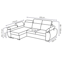 Sedací souprava BASTON | 170x255 cm | rozkládací + úložný prostor | 13 tmavě modrá