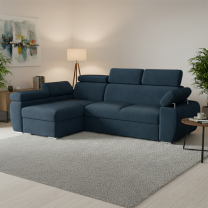 Sedací souprava BASTON | 170x255 cm | rozkládací + úložný prostor | 13 tmavě modrá