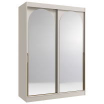 Šatní skříň MODIN | se zrcadlem | 150 cm | kašmír/zlaté úchyty