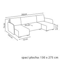 Sedací souprava COMA U | 140x292x140 cm | rozkládací + úložný prostor | VÝBĚR TKANIN