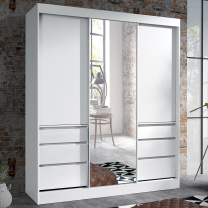 Šatní skříň HAITI | se zrcadlem | 180 cm | bílá