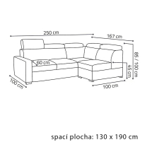 Sedací souprava PEDRO L | 250x167 cm | PRAVÁ | rozkládací + úložný prostor | polohovatelné záhlavníky | VÝBĚR TKANIN