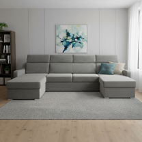 Sedací souprava MIKELI U | 158x288x158 cm | rozkládací + 2x úložný prostor | pretty 17 šedá