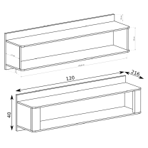 Obývací stěna LIVINIO | 4 díly | 376,5 cm | sestava C | V CENĚ LED LIŠTY | ribbeck/bílá lesk