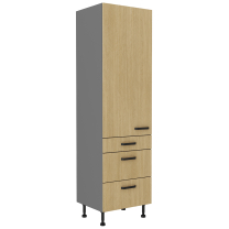 SCANDI sc | vysoká skříňka 60 DKS-215 3S1F potravinová | PREMIUM BOX | 60 cm | šedá/rybí kost