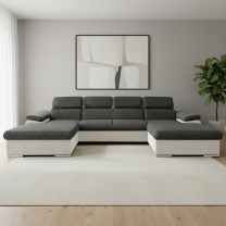 Sedací souprava COOL III | 191x350x191 cm | rozkládací + 2x úložný prostor | světle šedá grafitová 24/27