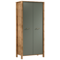 Obývací stěna INDYGO z | 3 díly | sestava C | 180 cm + komoda 90 cm | dub wotan/zelená
