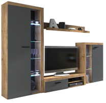 Obývací stěna Rumba + komoda 2F | 270 cm + 97,2 cm | lefkas/grafit