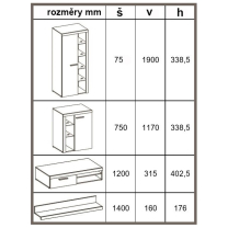 Obývací stěna Rumba + komoda 2F | 270 cm + 97,2 cm | lefkas/grafit