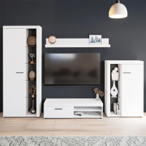 Obývací stěna Rumba + komoda 2F | 270 cm + 97,2 cm | bílá