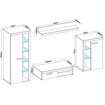 Obývací stěna Rumba + komoda 2F | 270 cm + 148,8 cm | bílá