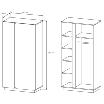 Obývací stěna ARCO se skříní | 4 díly | 307 cm + 100x60 cm | PUSH OPEN | bílá mat/lesk/dub grandson