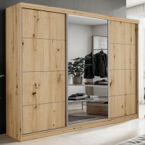 Šatní skříň PALMA se zrcadlem | 250 cm | artisan