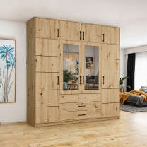 Šatní skříň BELLA se zrcadlem + nástavec | 240 cm | artisan