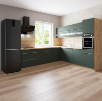 Kuchyňská linka GLAMOUR z | 270x260 cm | SE SOKLEM | zelená mat/artisan