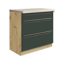Kuchyňská linka GLAMOUR z | 270x260 cm | SE SOKLEM a s ostrůvkem 126x70 cm | zelená mat/artisan