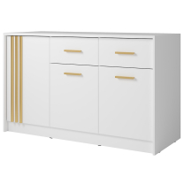 Komoda CANADA CD-25 | 150 cm | bílá se zlatými úchyty