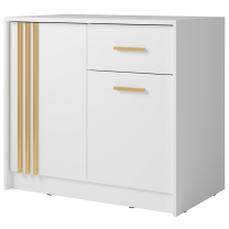 Komoda CANADA CY-25 | 102 cm | bílá se zlatými úchyty