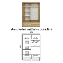 Šatní skříň CANADA CA-25 | 150 cm | se zrcadlem | bílá se zlatými úchyty
