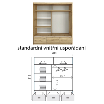 Šatní skříň CANADA CA-25 | 200 cm | se zrcadlem | bílá se zlatými úchyty