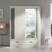 Šatní skříň CANADA CA-34 | 150 cm | se zrcadlem | kašmír s černými úchyty