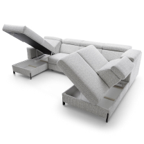 Sedací souprava ULISES U | 179x331x225 | rozkládací + úlož. prostor | tmavě zelená | VÝBĚR NOŽIČEK