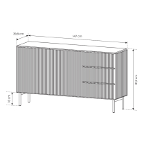 MUTI c | komoda 147 2D3S | 147 cm | černá
