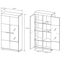 Obývací stěna LINK s | 3 díly | sestava E | 338 cm | sonoma